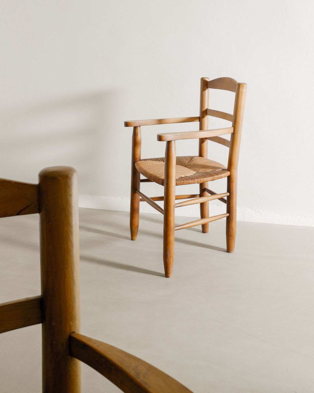 French Wooden Armchairs In Elm, 1950s photo 3500.0