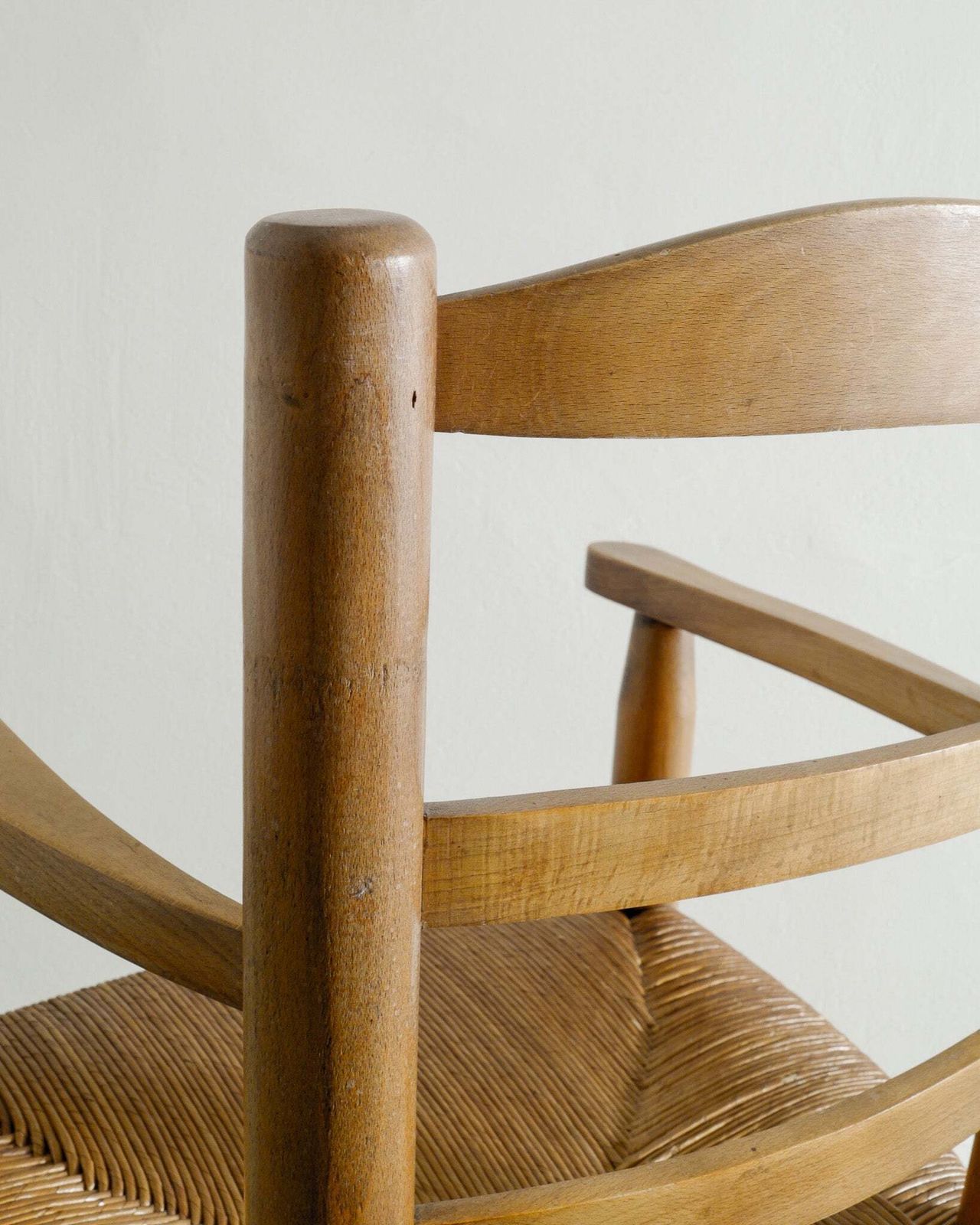 French Wooden Armchairs In Elm, 1950s photo vintage