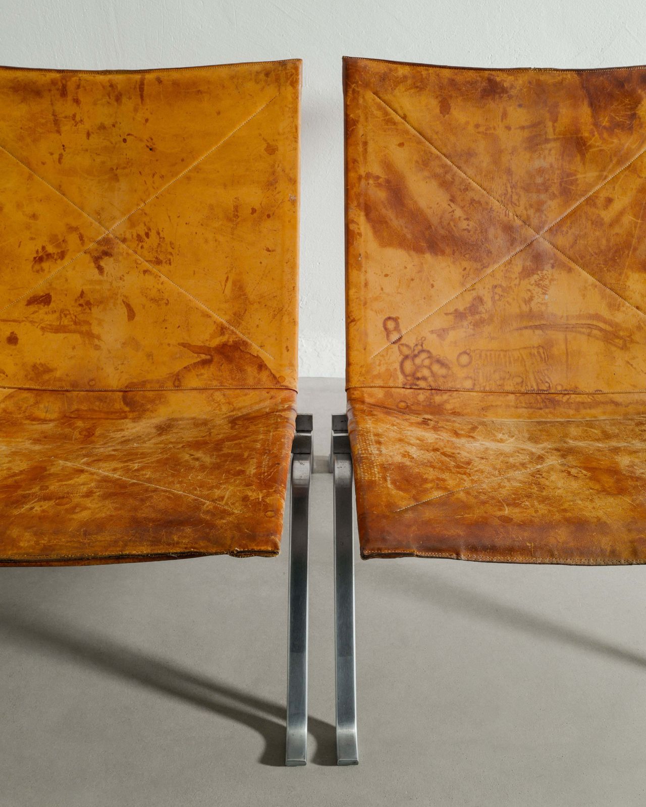 Danish Mid Century "Pk 22" Steel & Leather Easy Chairs By Poul Kjaerholm For E. Kold Christensen, 1960s photo buy
