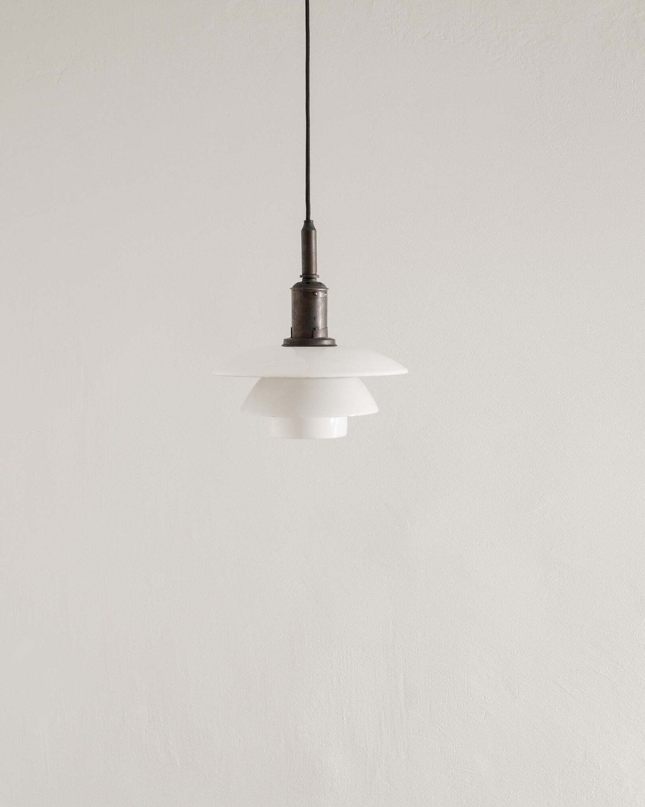 White Danish Ceiling Pendant By Poul Henningsen Pat. Appl. "Ph 3/3", 1926