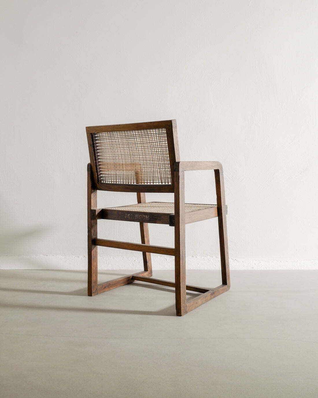 French Mid Century Wooden Dining "Box Chair" In Teak And Rattan By Pierre Jeanneret, 1950s photo furniture