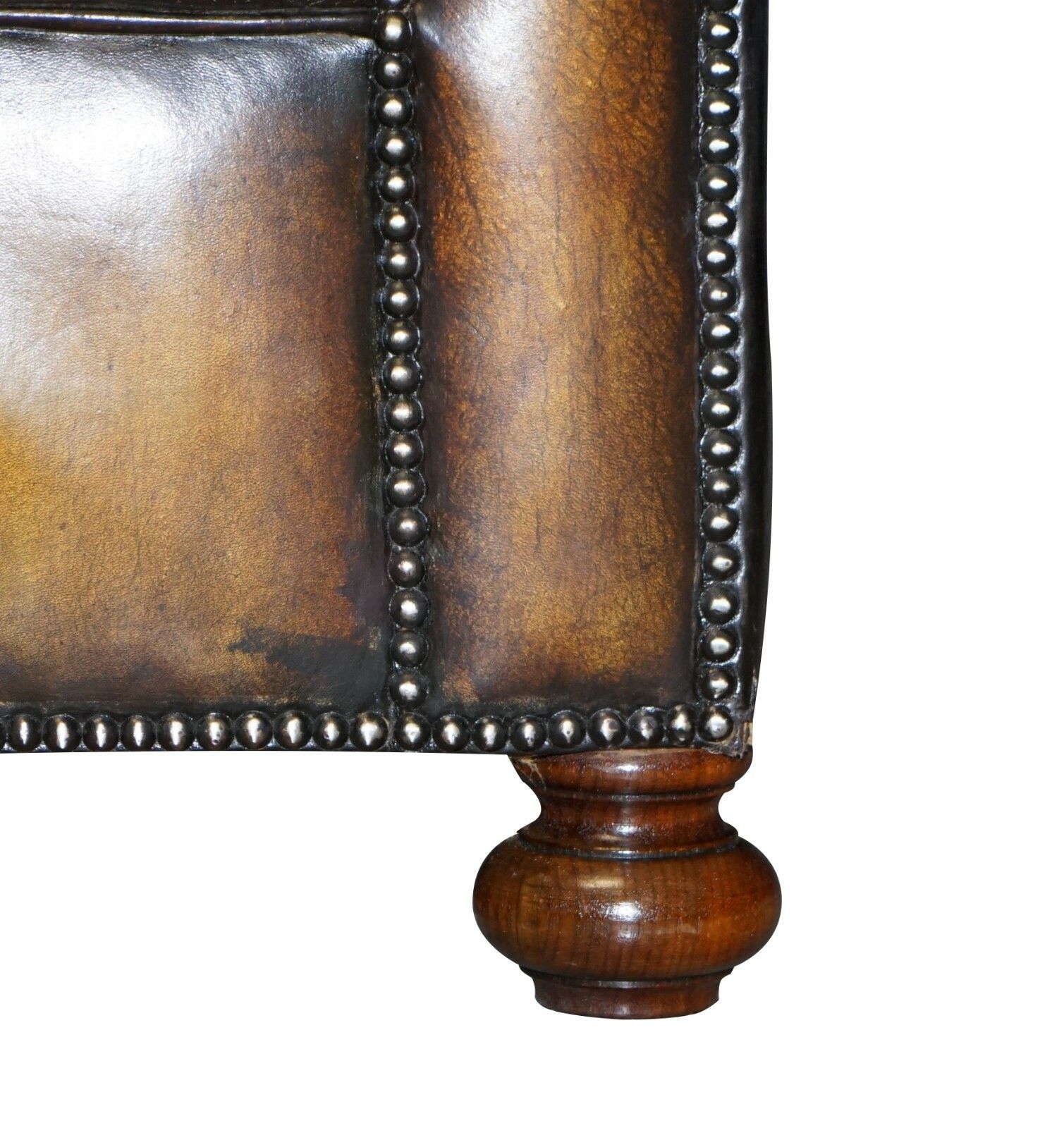 photo furniture 1950's Hand Dyed Restored Cigar Brown Leather Chesterfield Club Sofa English