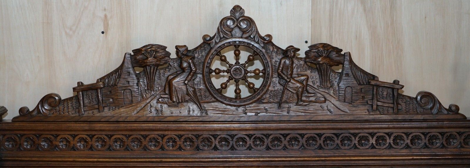 Antique Hand Carved Continental Oak Frame Bedstead Very Nicely Sculpted Part Set photo vintage