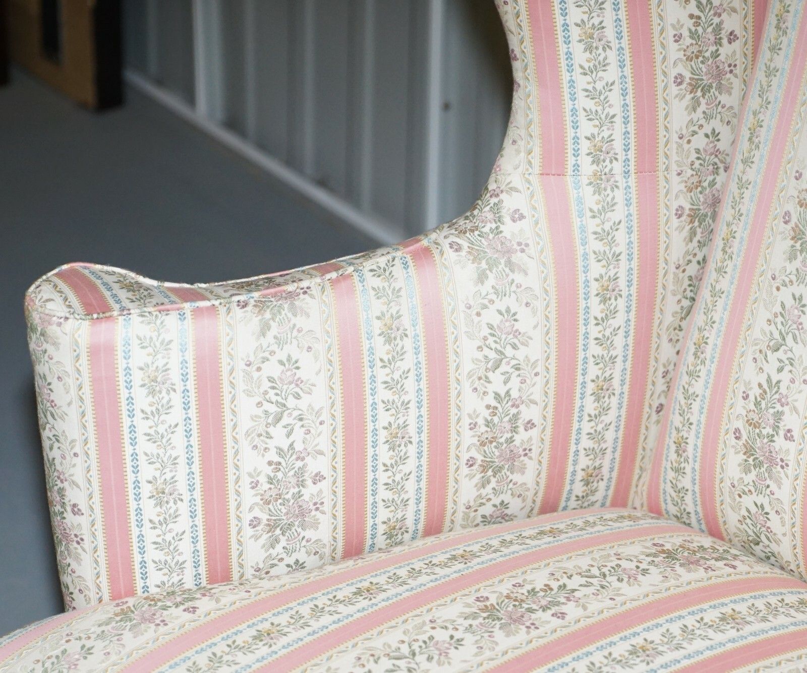 Very Rare Fully Restored Howard & Son's Walnut Wingback Armchair Regency Stripe photo 8500.0