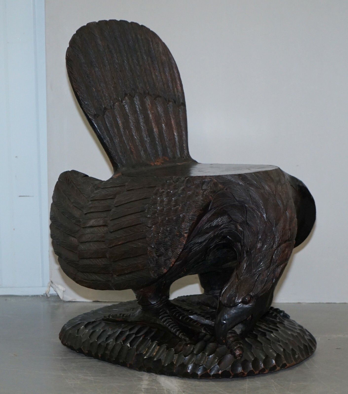 Pair Of Ornate Hand Carved Solid Wood Circa 1900 American Eagle Armchairs photo furniture