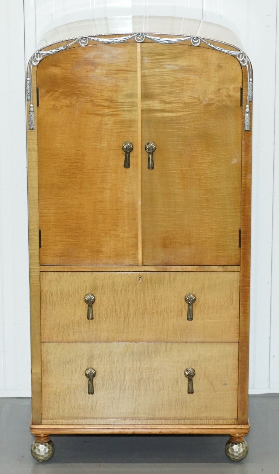 Victorian Hampton & Son's Satinwood Bedroom Suite Wardrobe Dressing Table Mirror photo vinterior
