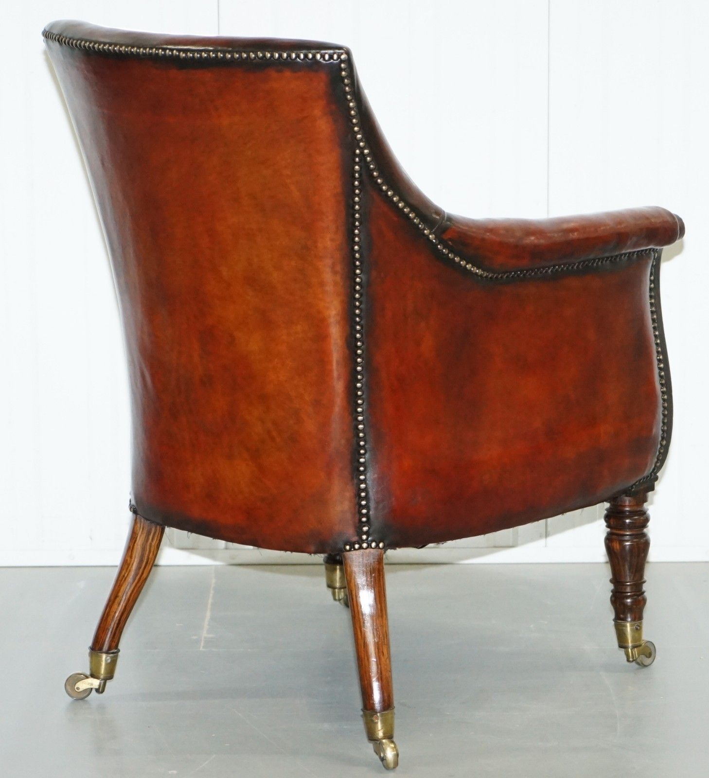 photo furniture Rare Attributed To Gillows Regency Armchair Hand Dyed Brown Leather Rosewood
