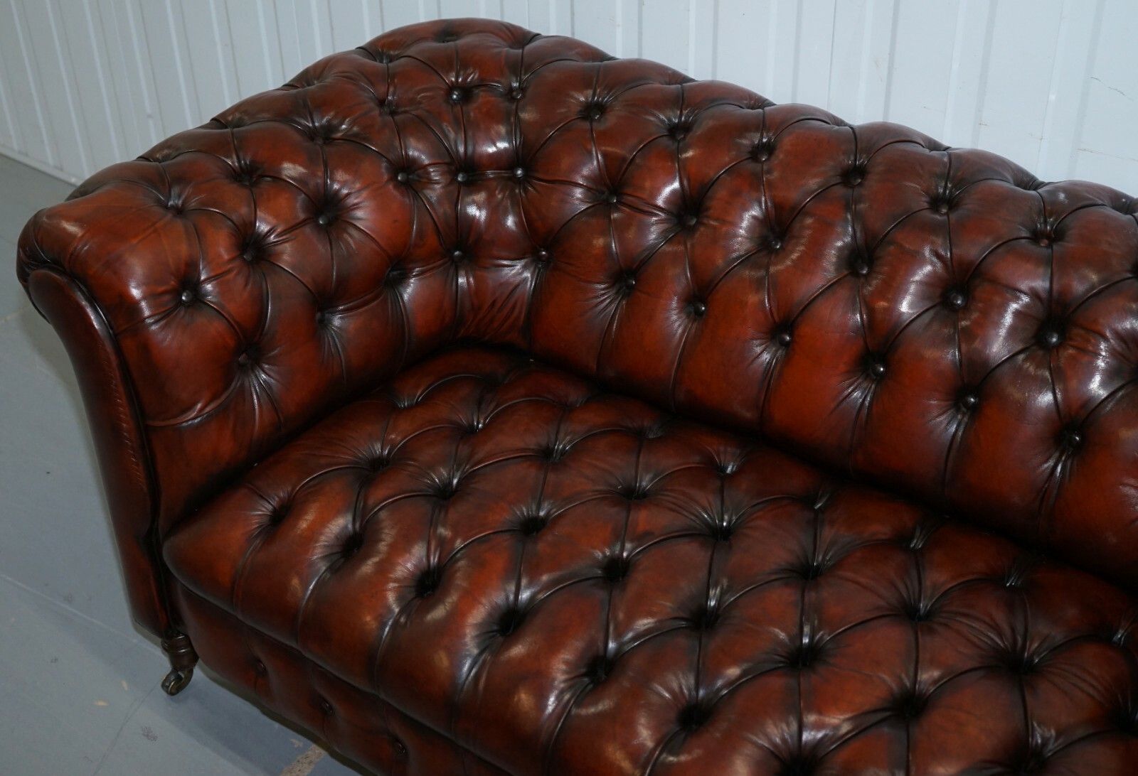 Rare Small 174cm Wide Restored Chesterfield Victorian Whiskey Brown Leather Sofa photo 8000.0