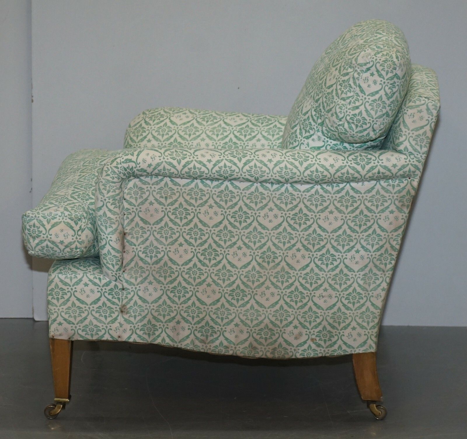 photo for sale Rare 1954 1959 Howard & Son's Lenygon & Morant Armchair Original Ticking Fabric