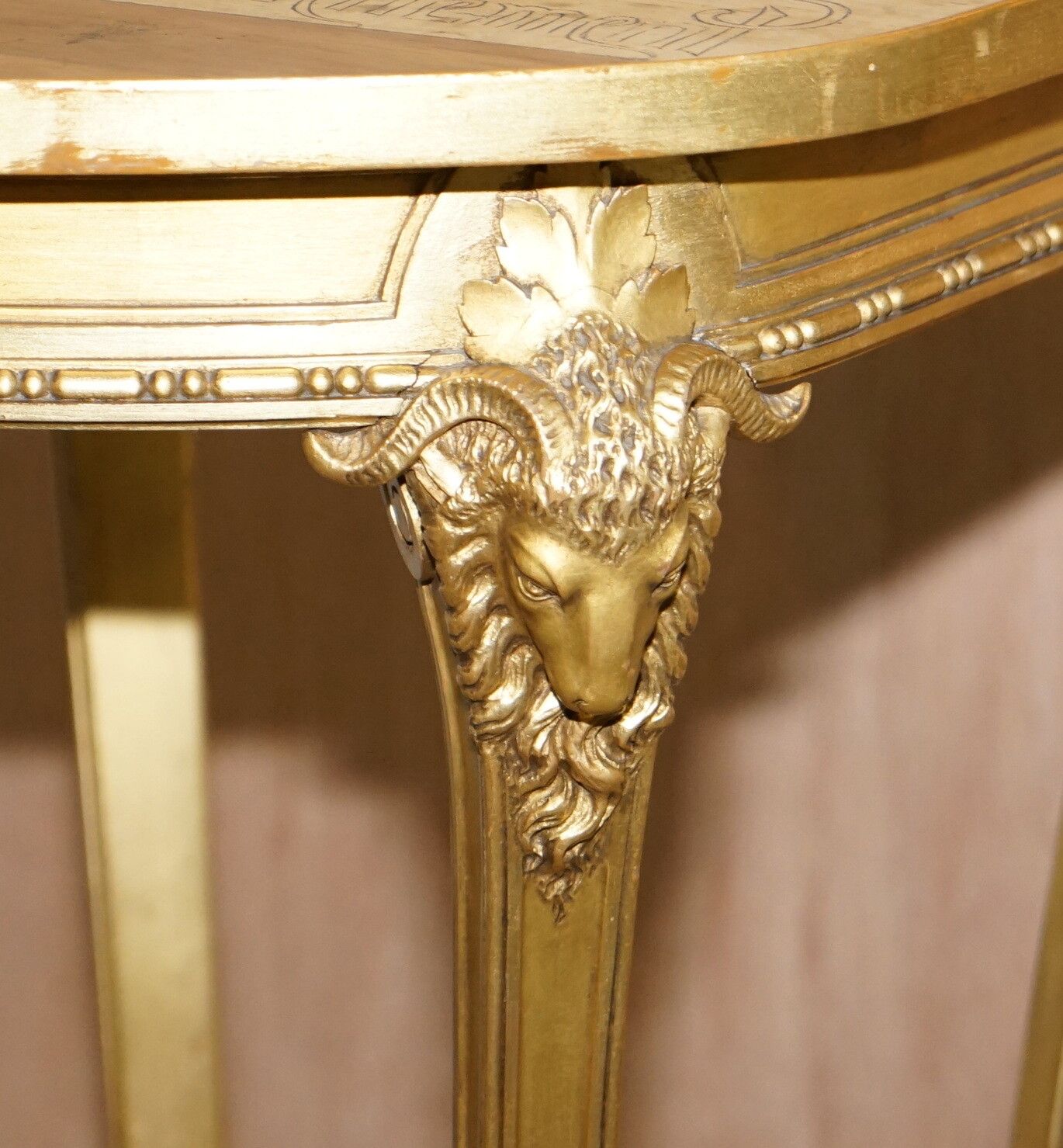photo for sale Very Rare Emile Galle Romantic Specimen Wood Table Un Peu Beaucoup Passionnement