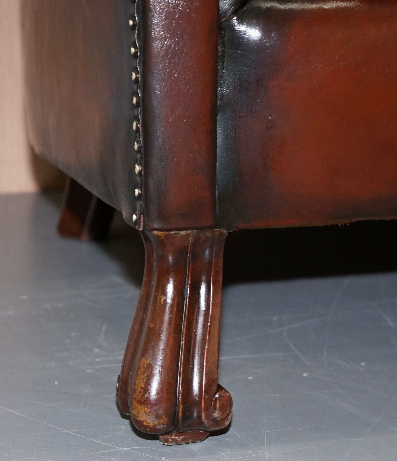 Rare Circa 1860 Huge Victorian Brown Leather Barrel Back Suite Sofa Armchair photo buy