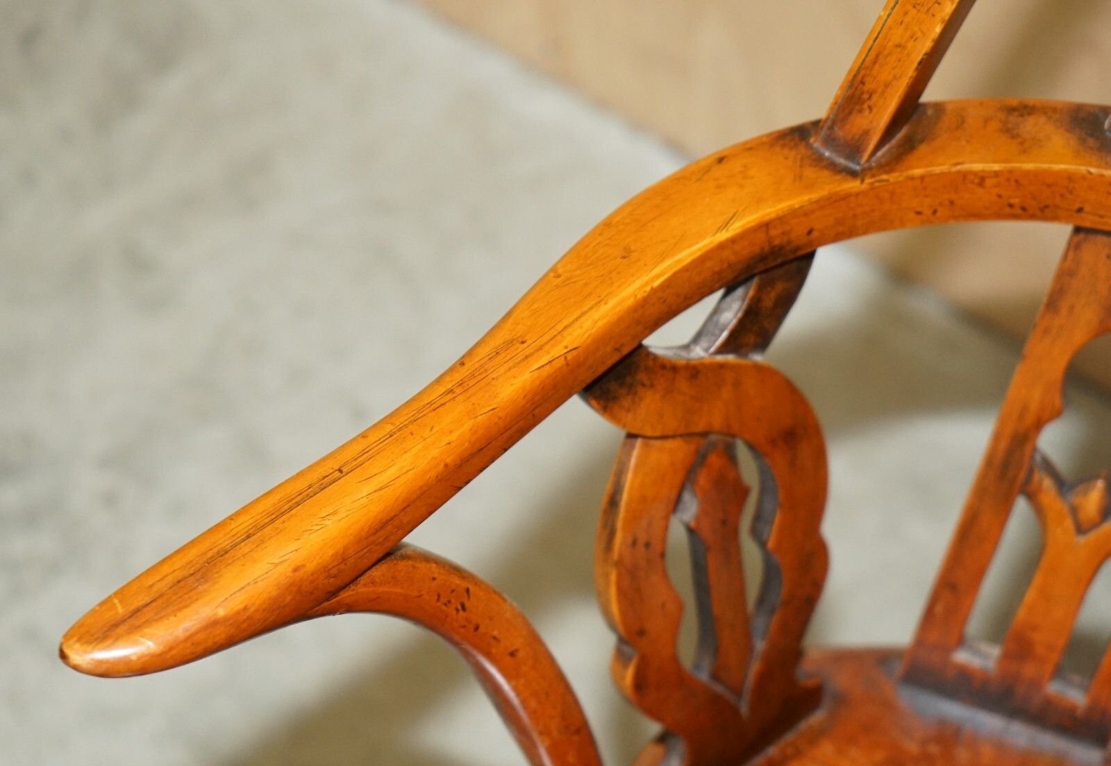 Furniture Four Fine Fully Restored Gothic Windsor Steeple Back Burr Yew & Elm Armchairs photo