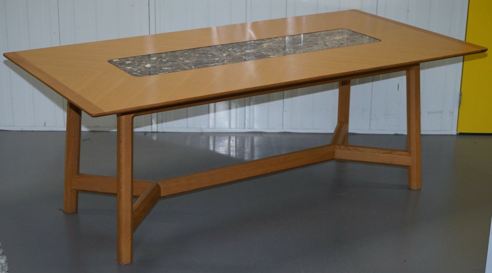 Rrp £14,500 David Linley Newlyn Sycamore Wood & Marble Hayrake Dining Table photo furniture
