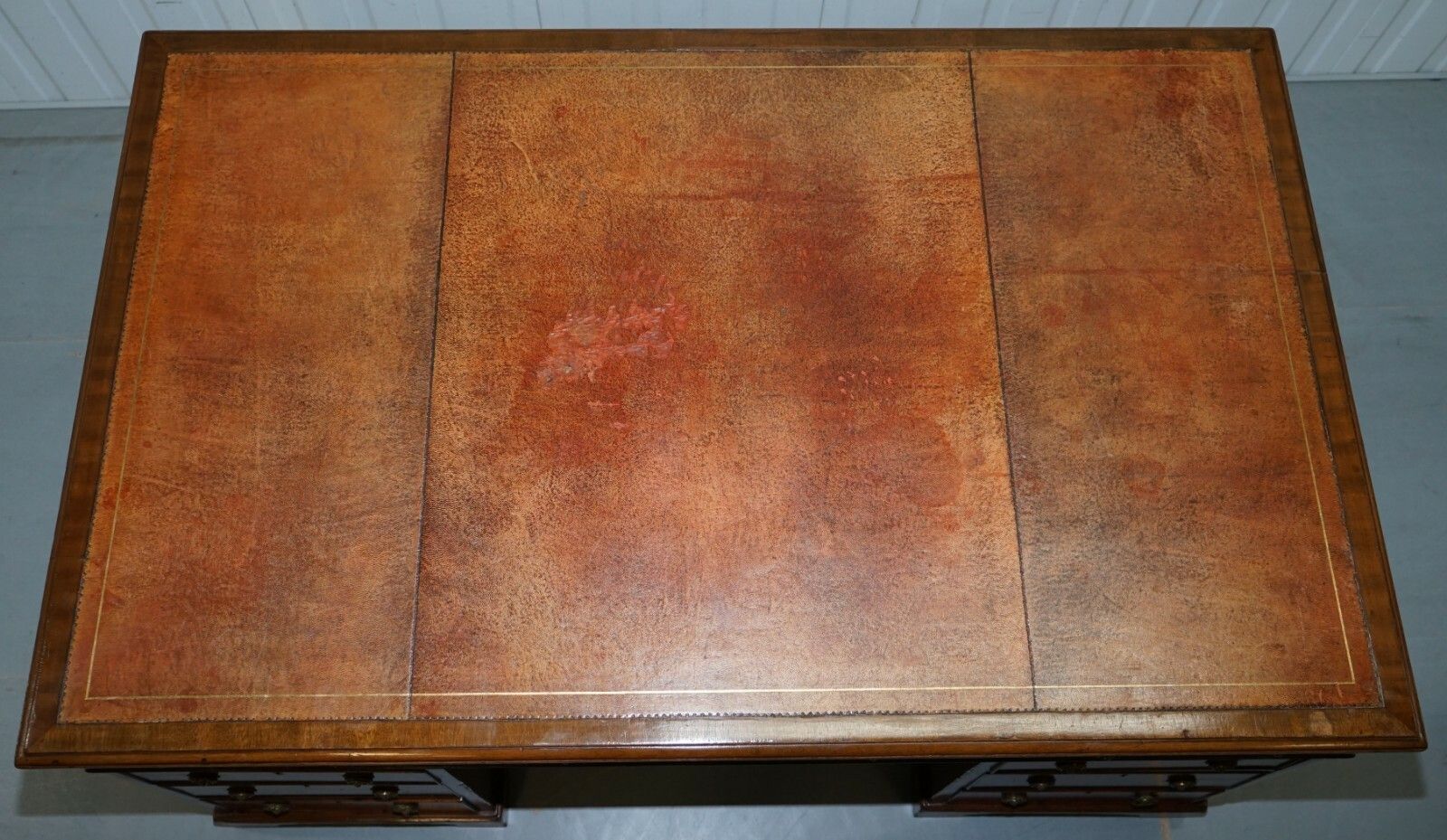 Original George III Circa 1780 Double Sided Walnut Partner Desk Lion Head Handle photo Furniture