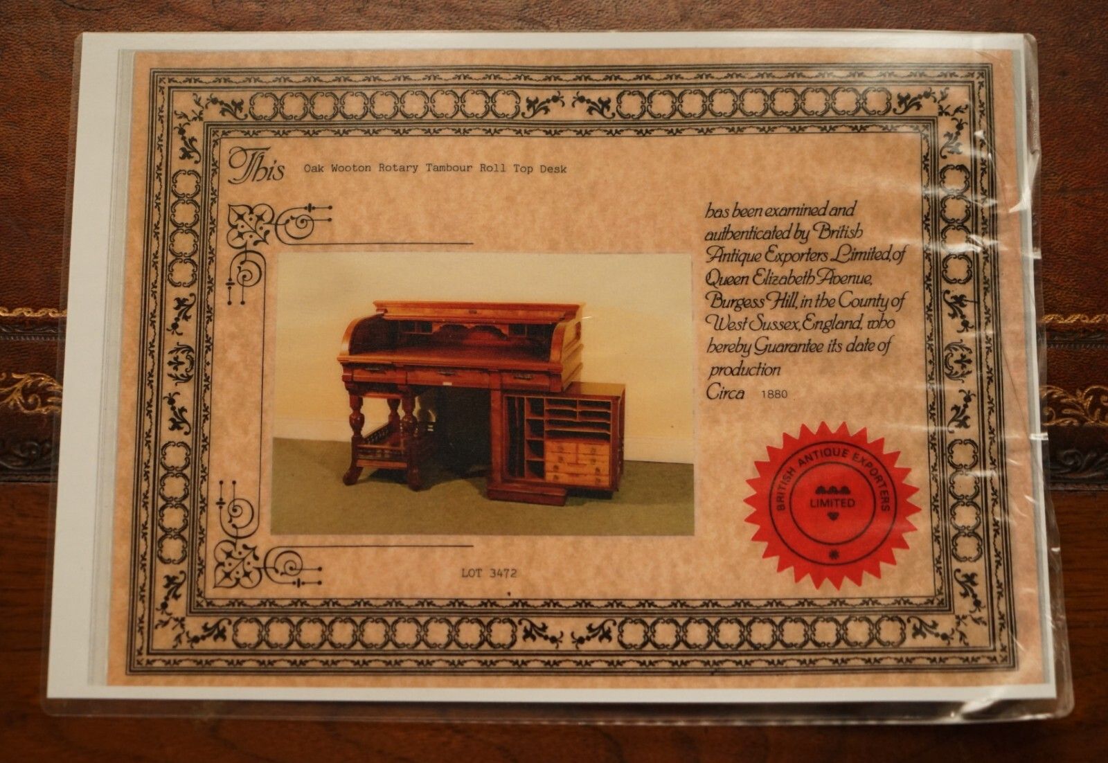 Furniture With Certificate Antique Shannon File Co Victorian Walnut Tambour Desk Must See photo