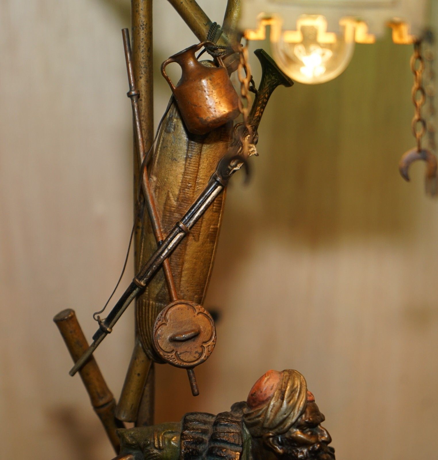 Stunning Antique Circa 1910 Franz Bergman Cold Painted Bronze Carpet Seller Lamp photo vintage