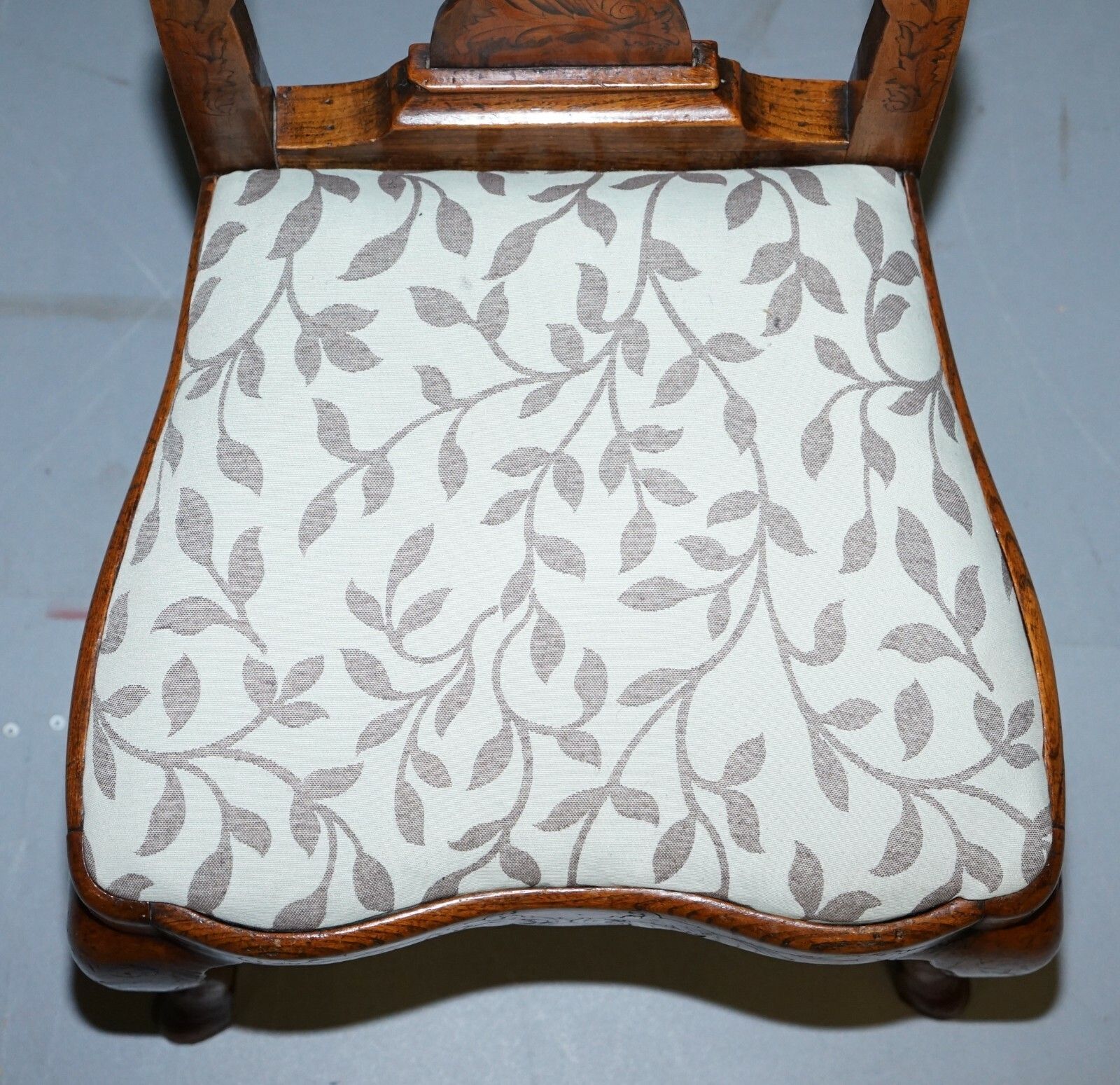 Rare Set Of Six 18th Century Circa 1760 Dutch Elm Marquetry Inlaid Dining Chairs photo vinterior