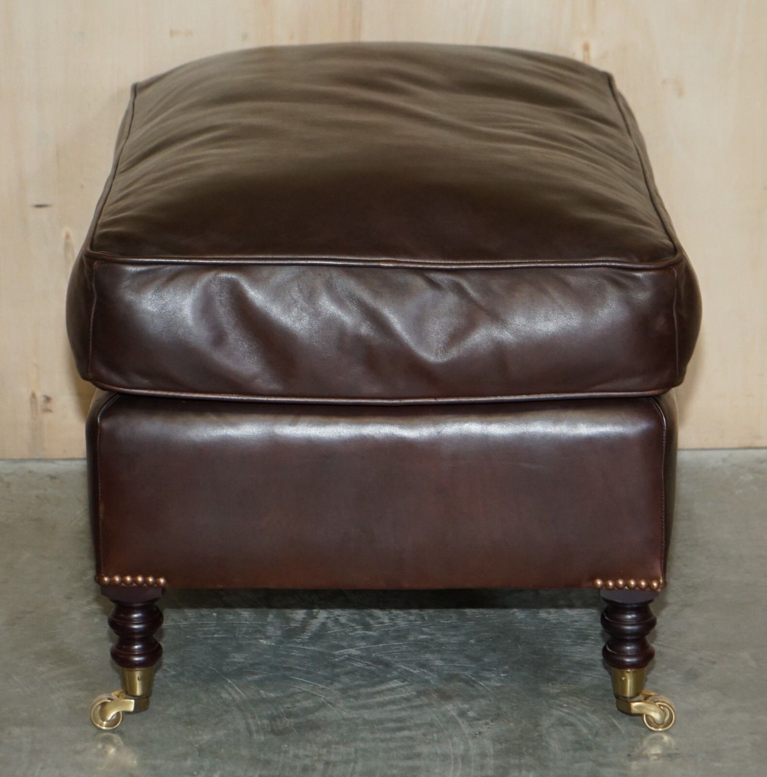 5950.0 George Smith Chelsea Signature Full Scroll Arm Brown Leather Armchair & Ottoman photo