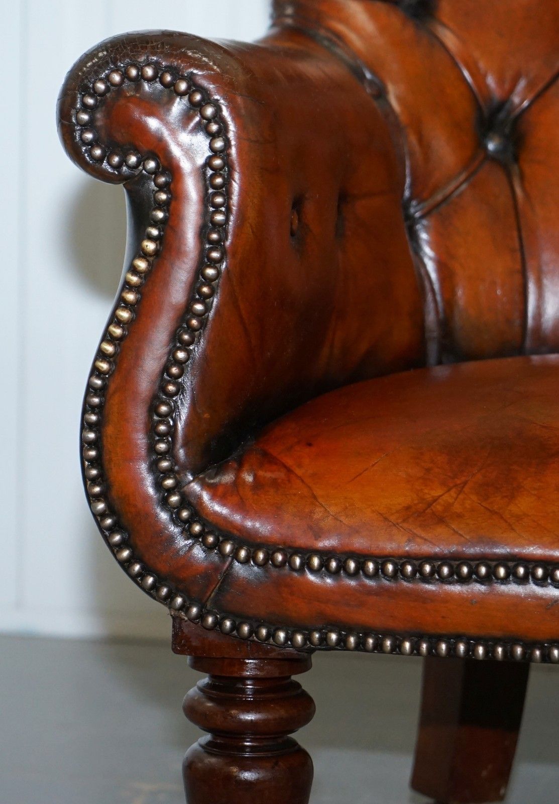 Regency Chesterfield Brown Leather Porters Armchair In The Manor Of Gillows photo 5000.0
