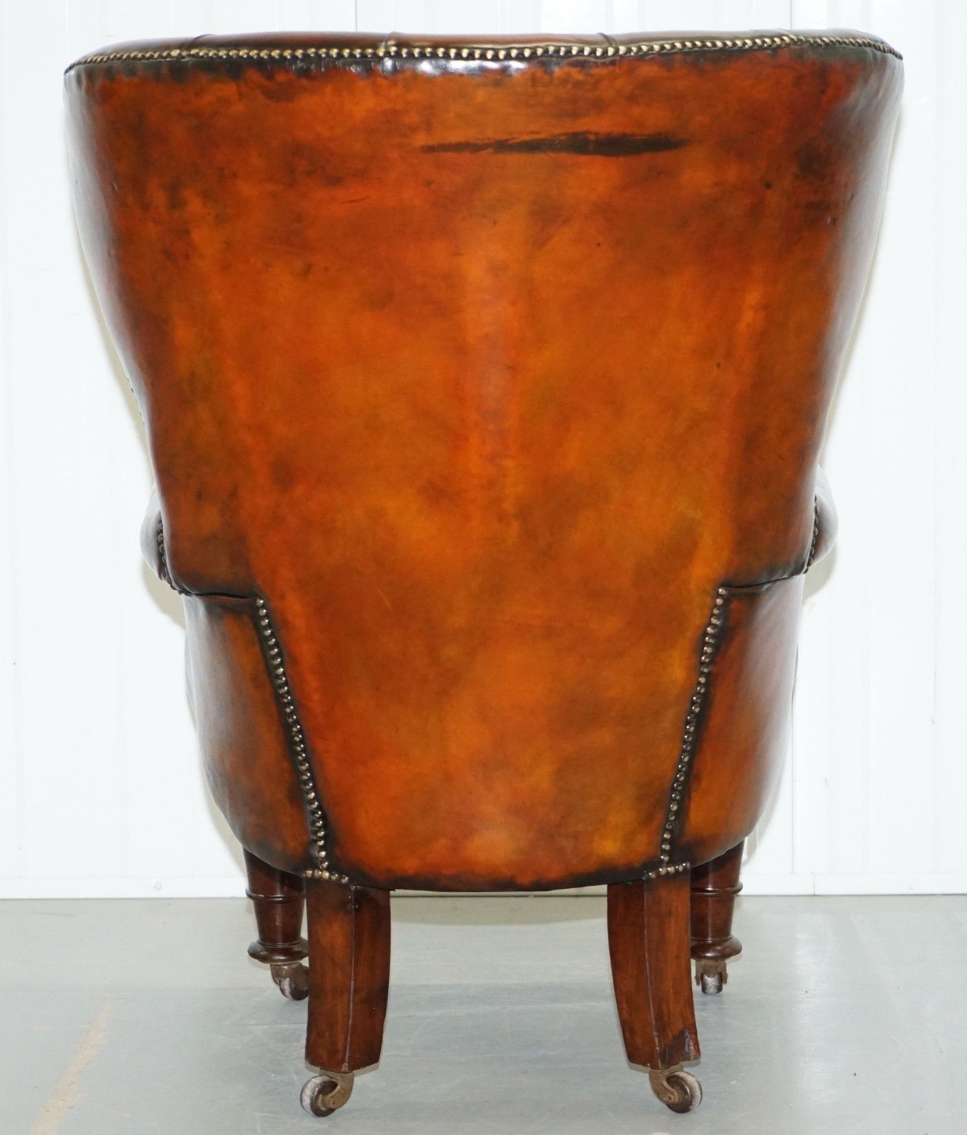 Furniture Regency Chesterfield Brown Leather Porters Armchair In The Manor Of Gillows photo