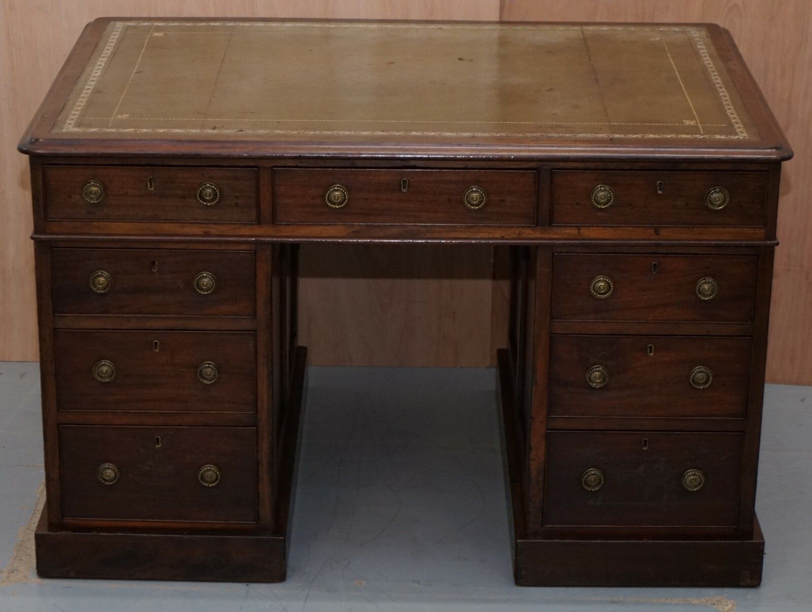 Lovely George III Circa 1780 Double Sided Walnut Partner Desk Original Handles photo furniture