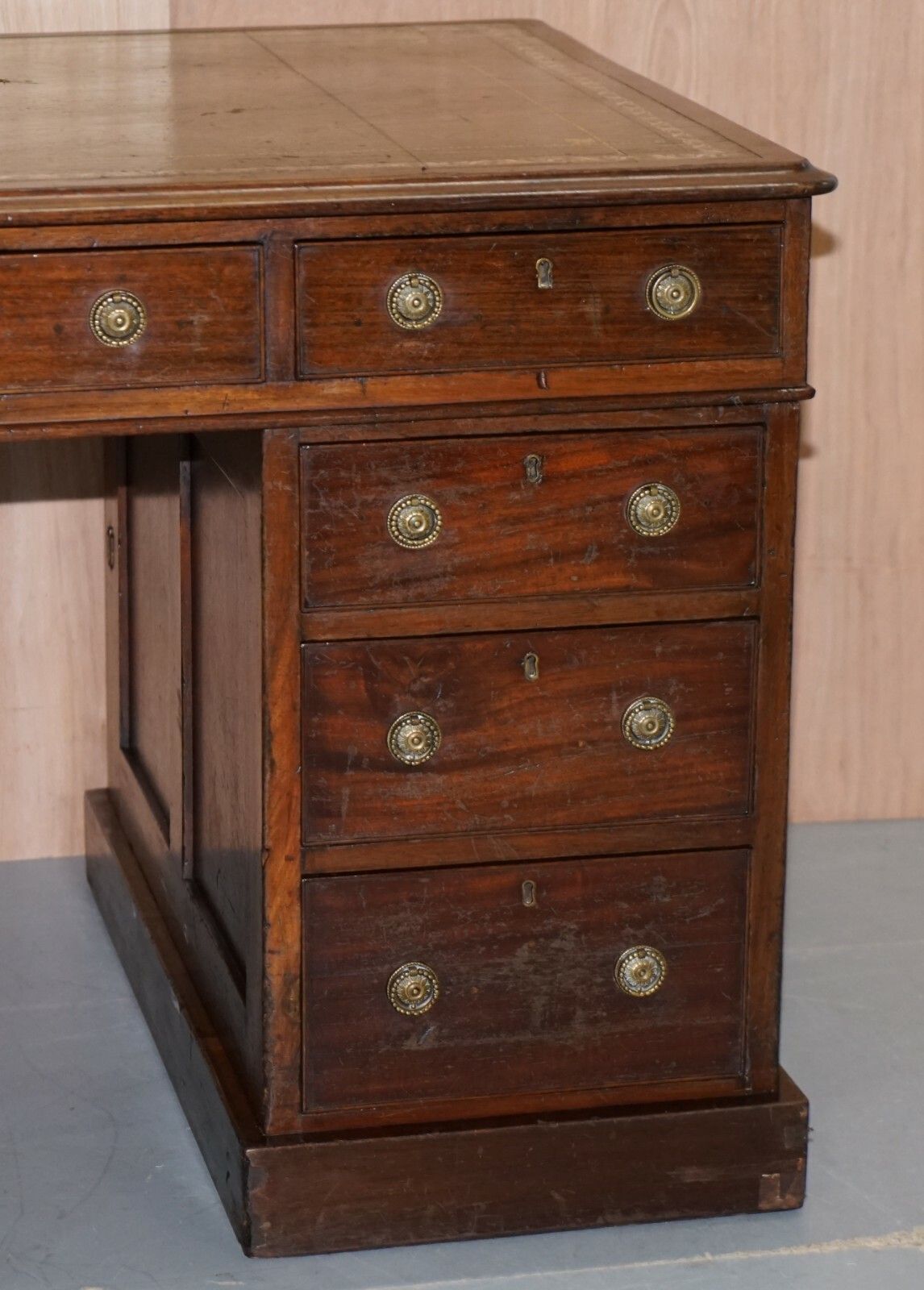 Lovely George III Circa 1780 Double Sided Walnut Partner Desk Original Handles photo 5000.0