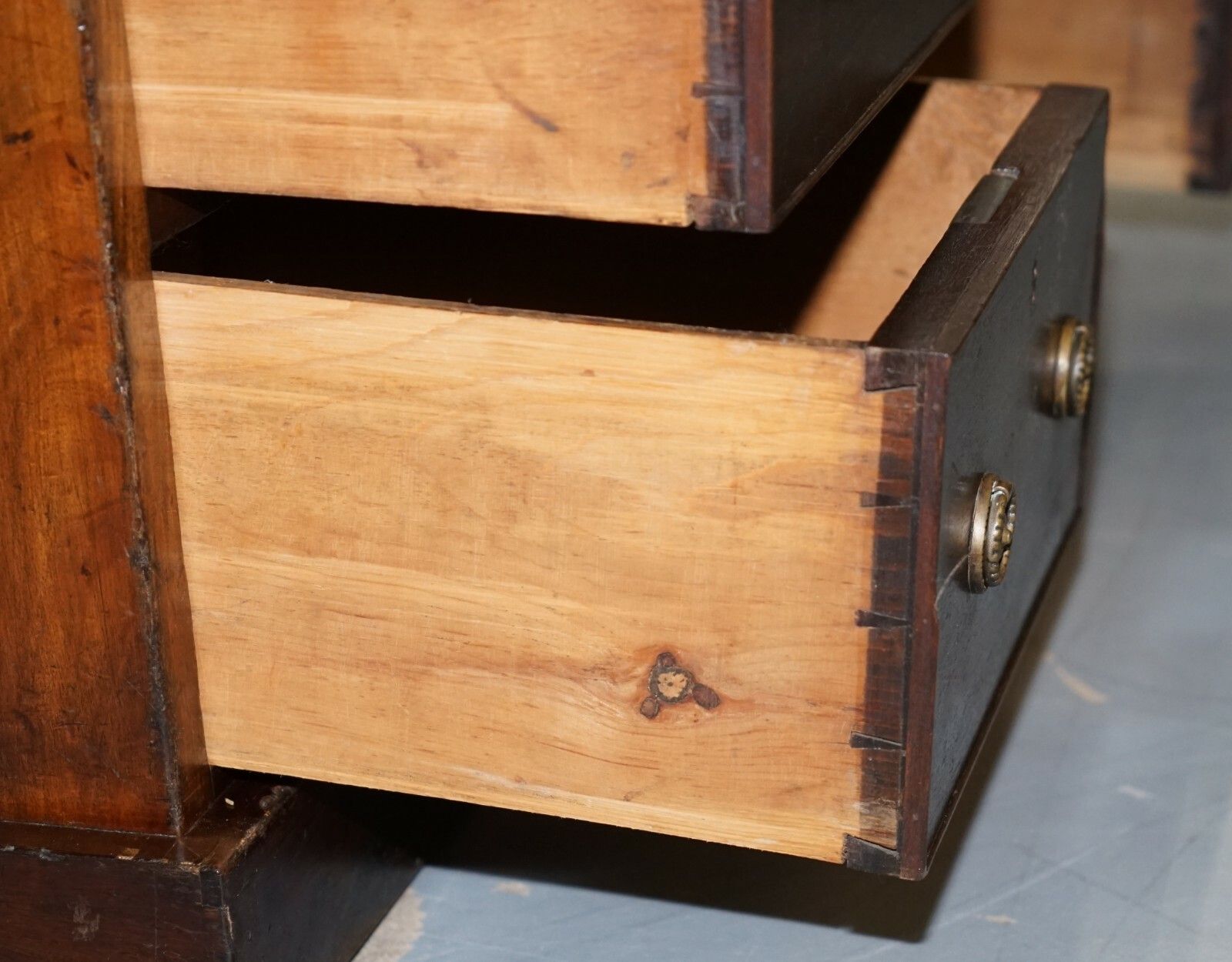 Furniture Lovely George III Circa 1780 Double Sided Walnut Partner Desk Original Handles photo