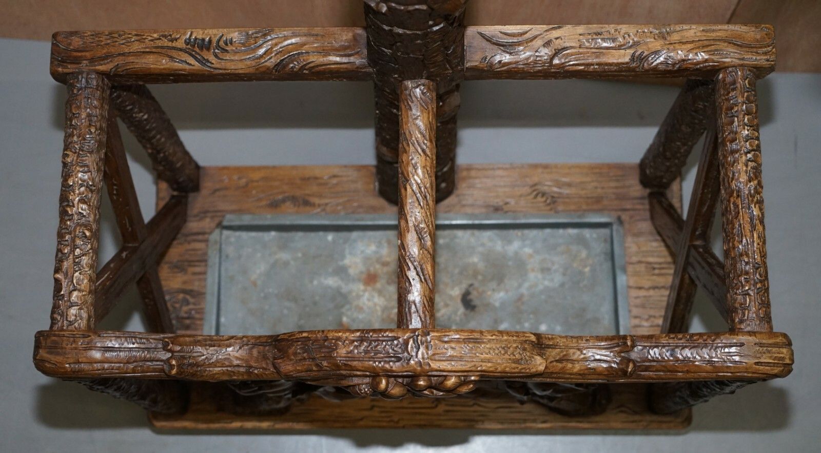 photo furniture Rare 1880 American Eagle Black Forest Wood Carved Coat Hat & Umbrella Rack Stand