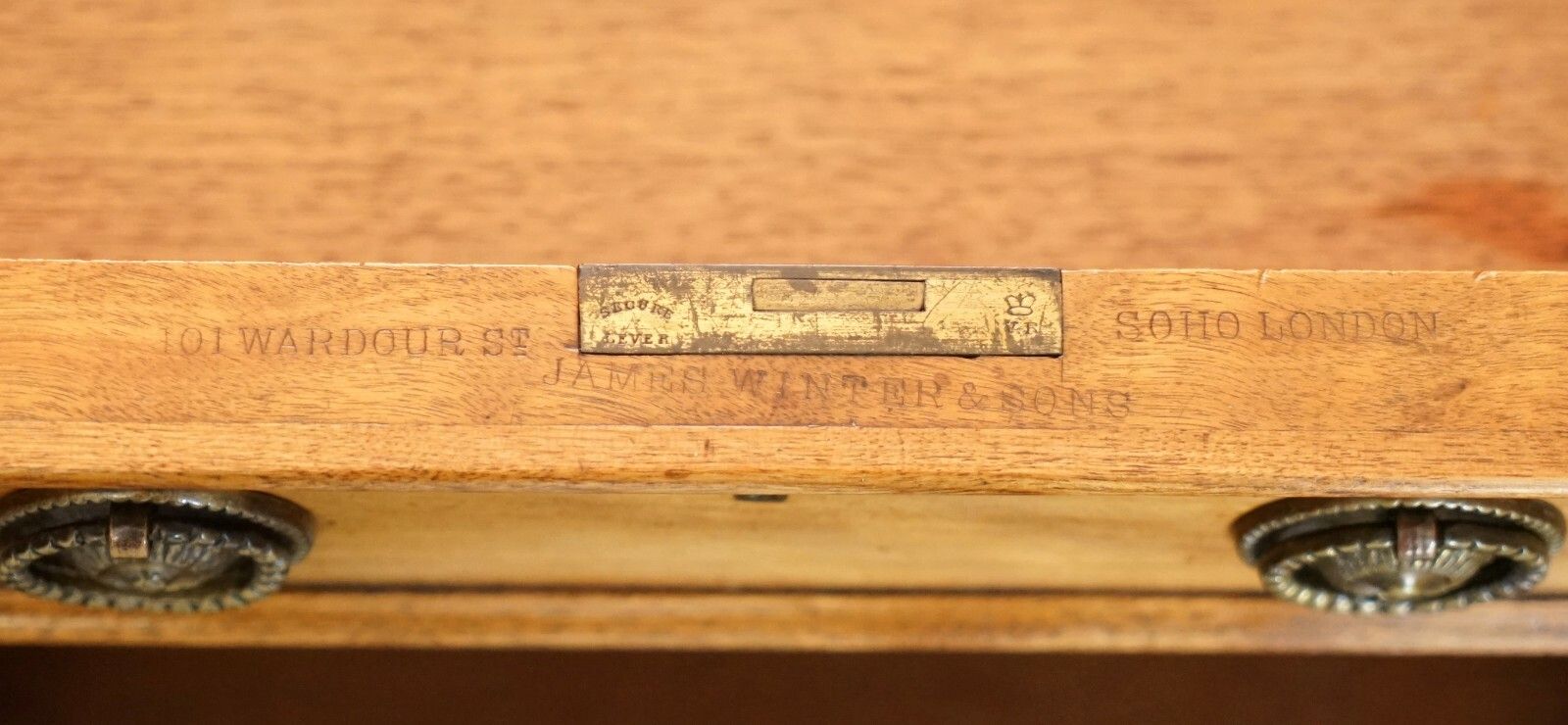 Antique Circa 1830 1850 James Winter & Sons London Satinwood Green Leather Desk photo furniture
