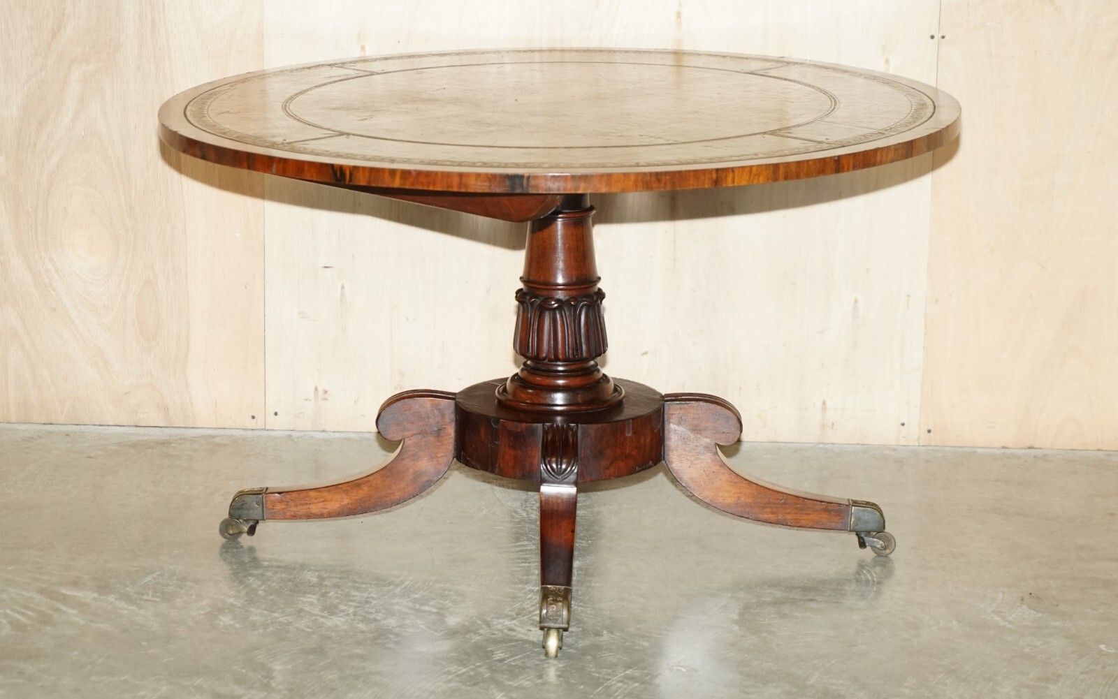 Stunning Antique William IV 1830 Rosewood & Green Leather Library Dining Table photo furniture