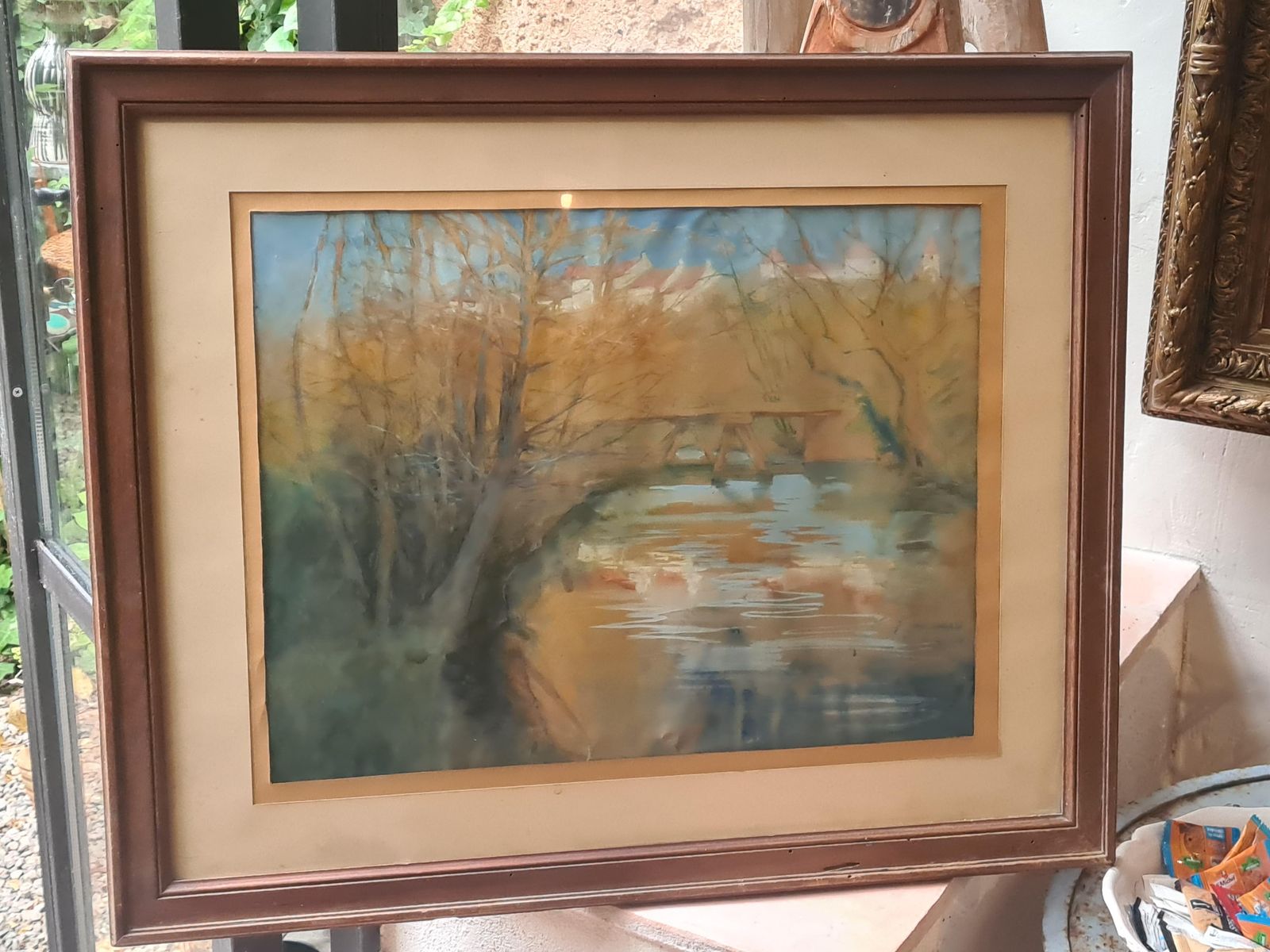 Art French Impressionist Landscape, Barbizon School, Crossing The River photo