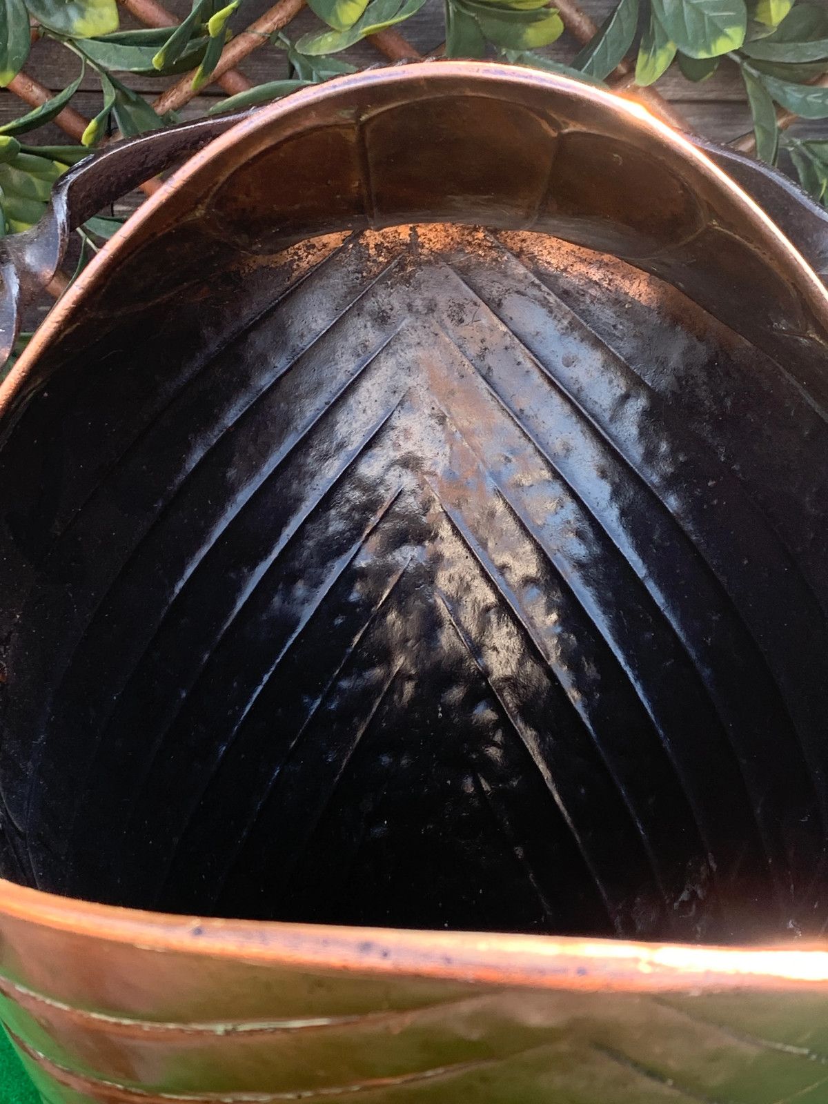 19th Century Helmet Shaped Copper Coal Scuttle. photo 287.0