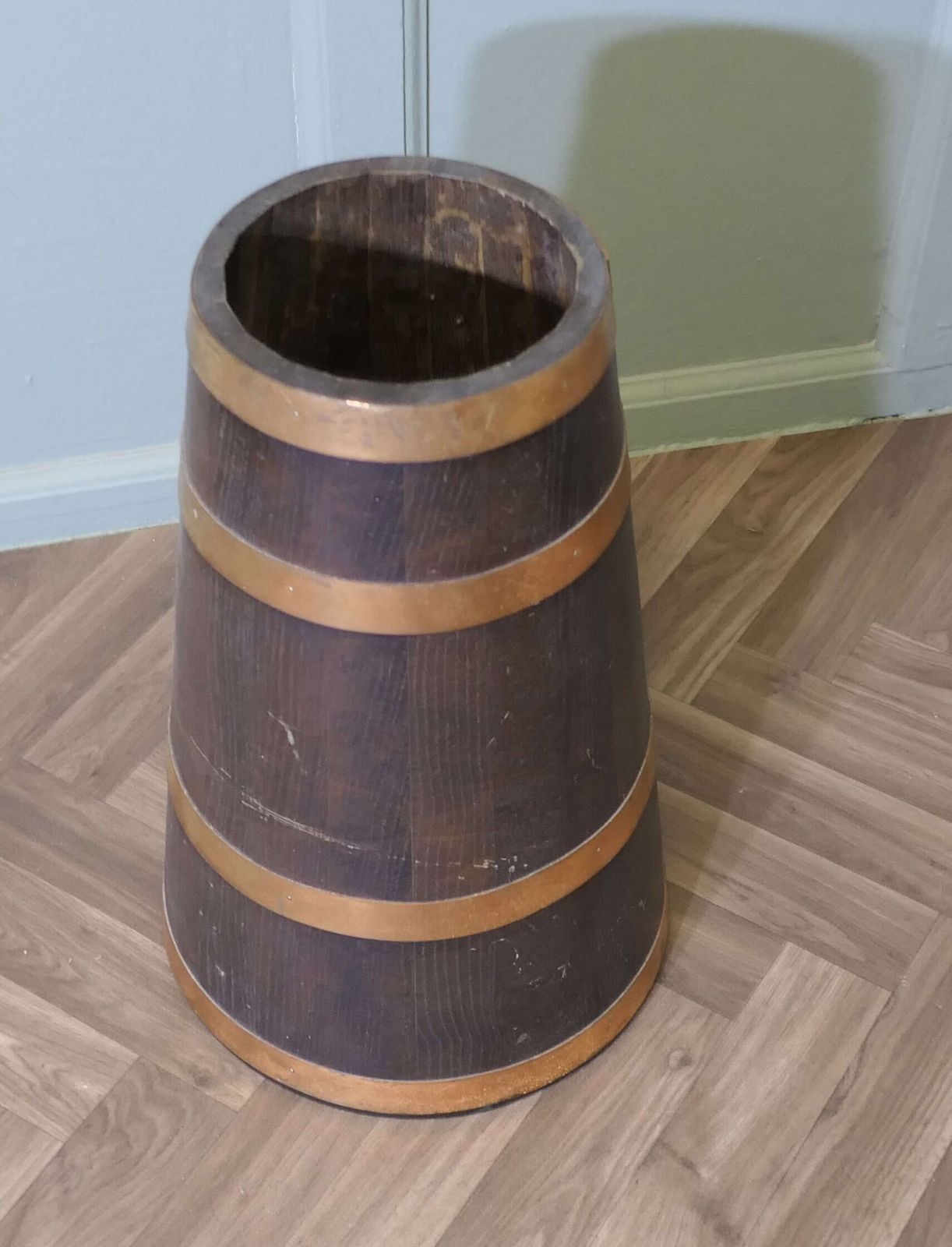 Copper And Oak Barrel Stick Stand photo furniture