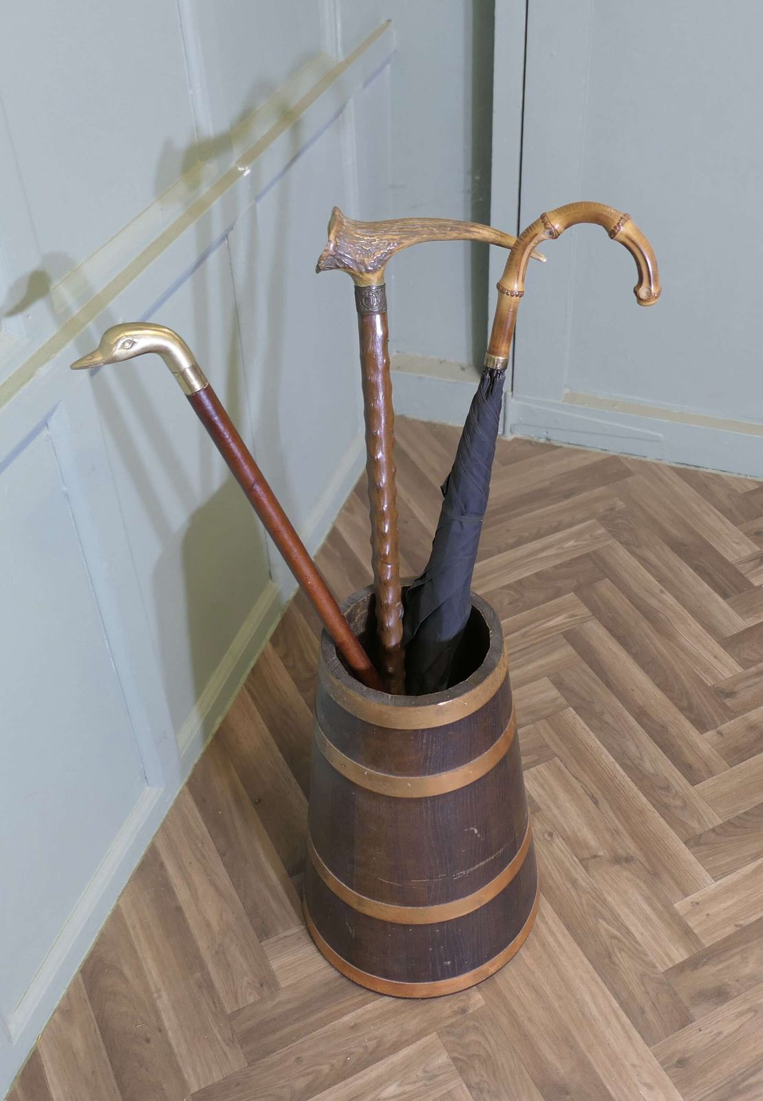Copper And Oak Barrel Stick Stand photo 540.0