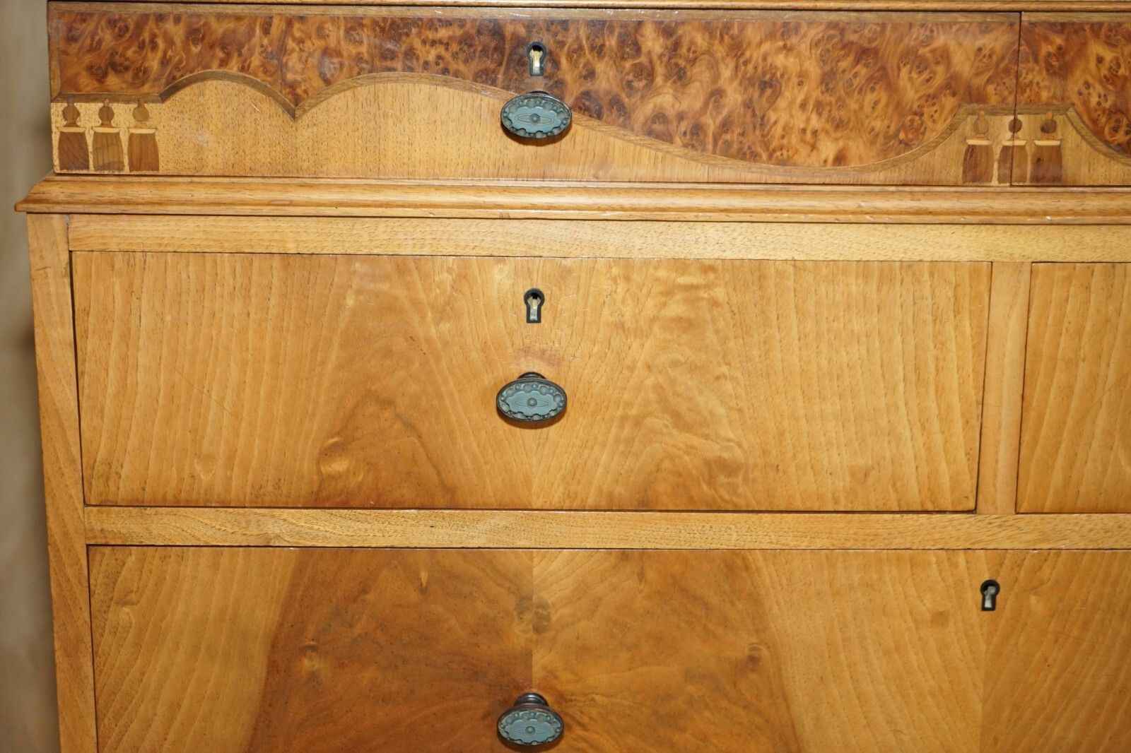 Furniture Finest Quality Waring & Gillow Burr Walnut Chest Of Drawers Part Of A Suite photo
