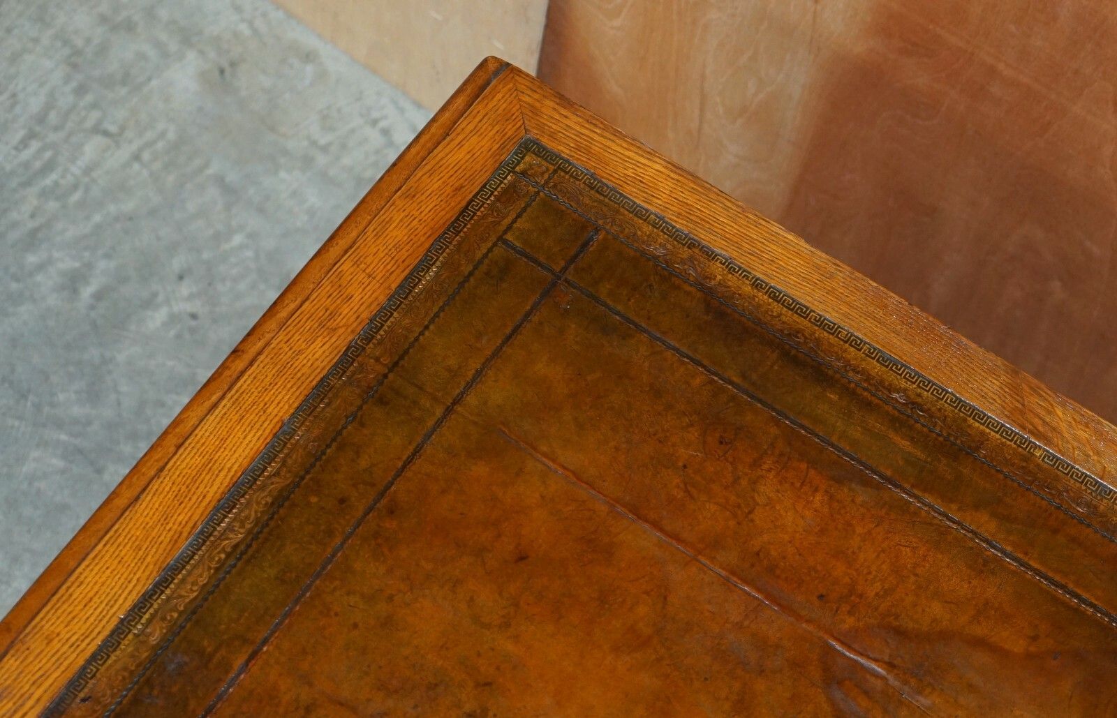 Stunning Restored Circa 1800 Georgian Oak & Brown Leather Partners Pedestal Desk photo buy