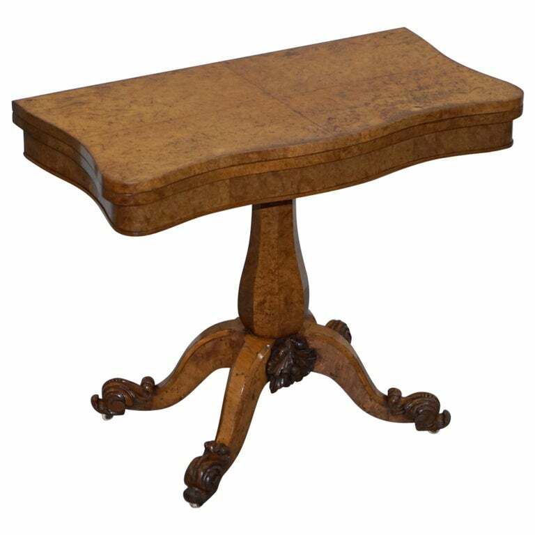 Very Fine Circa 1835 William IV Antique Pollard Oak Folding Card Pedestal Table