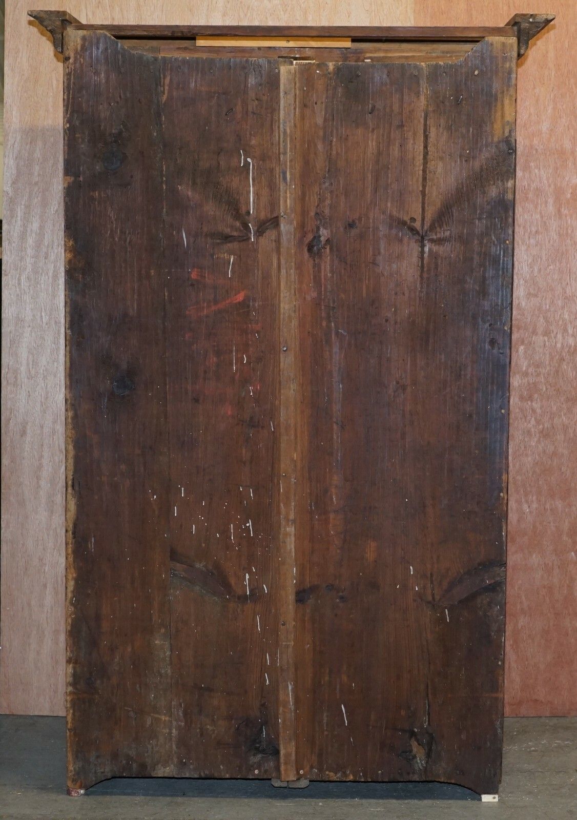 4500.0 Circa 1800 Sumlime Hand Painted European Wardrobe Or Hall Cupboard In Oak Wood photo