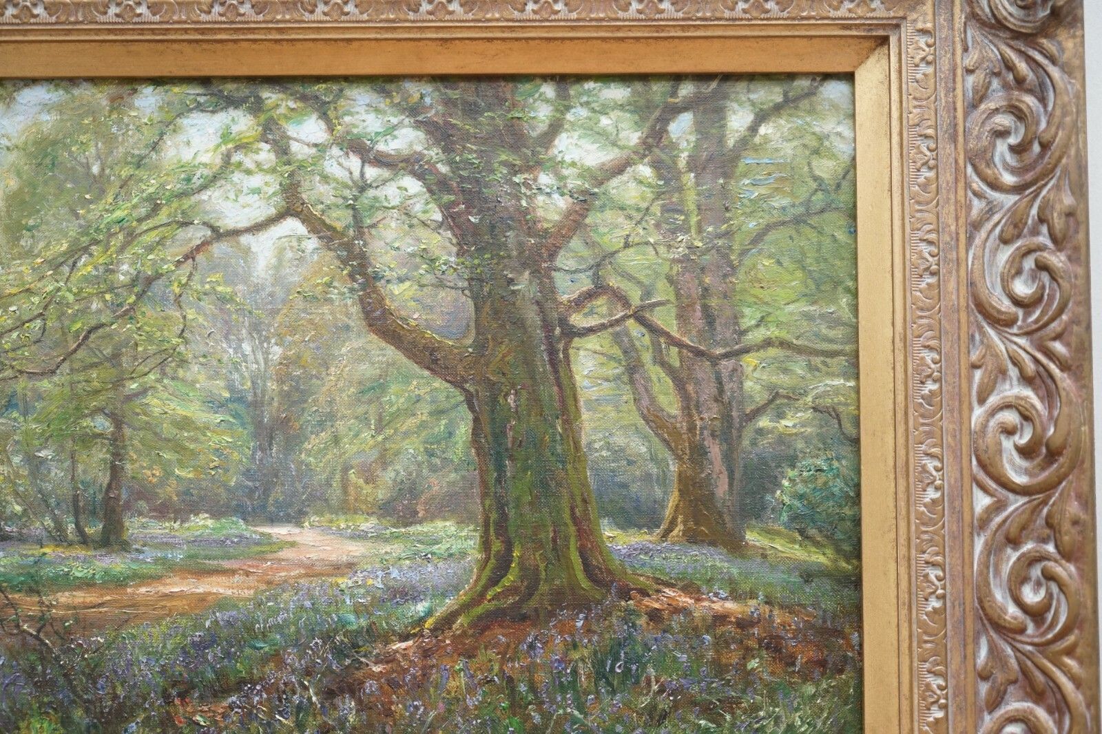 Frederick Golden Short New Forest Bluebell Wood Signed & Dated 1912 Oil Painting photo for sale