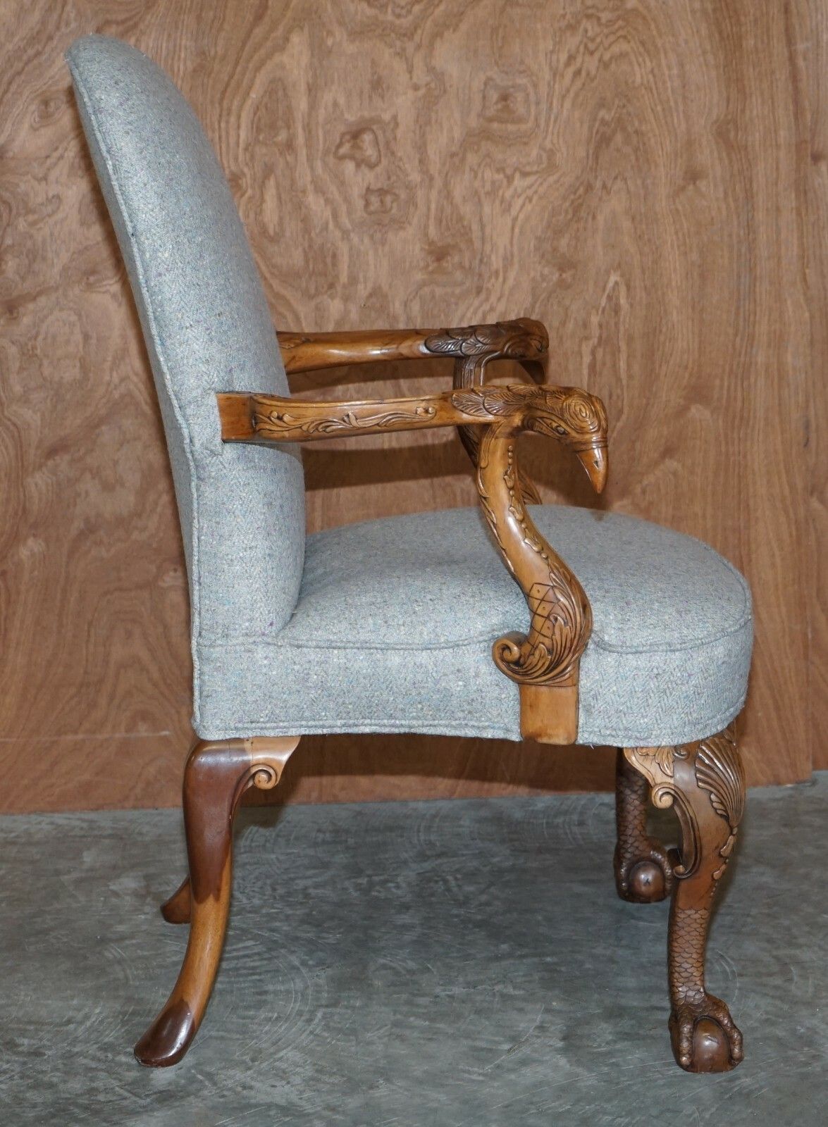 4000.0 Pair Of Fully Restored Vintage Eagle Armed Claw & Ball Feet Throne Armchairs photo