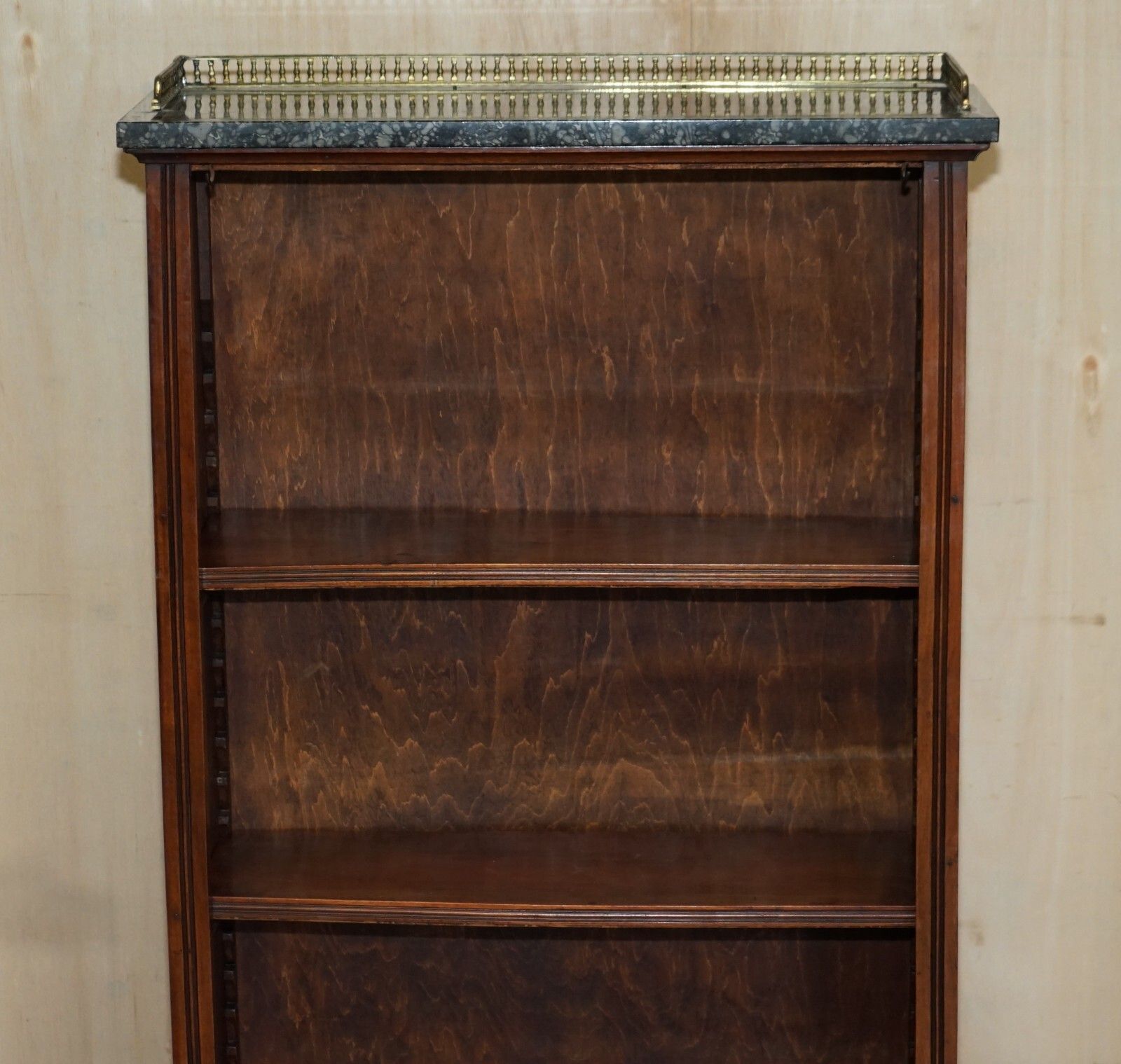 Pair Of Fine Antique Regency Mahogany Brass Gallery & Marble Dwarf Bookcases photo Furniture