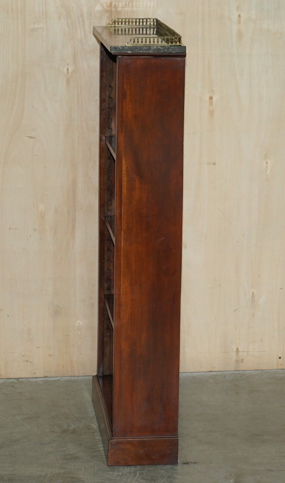 Furniture Pair Of Fine Antique Regency Mahogany Brass Gallery & Marble Dwarf Bookcases photo