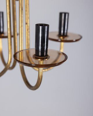 Italian Brass And Pink Glass Chandelier, 1950s photo 843.0