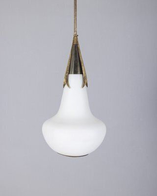 Brass And Opaline Glass Pendant From Stilnovo, 1960s photo furniture