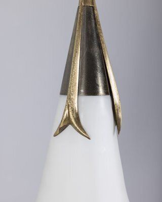 Brass And Opaline Glass Pendant From Stilnovo, 1960s photo Lighting