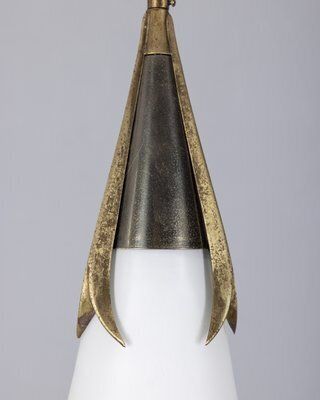 Brass And Opaline Glass Pendant From Stilnovo, 1960s photo vinterior