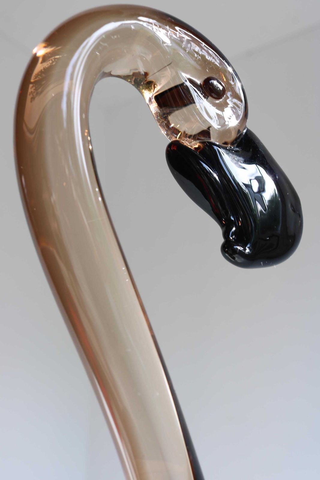 Murano Glas Flamingo Sculptuur Gesigneerd ''Bottaro Murano" Mid Century Italiaans Kunstglas Vogelfiguur Hollywood Regency "19.3 In" photo vintage