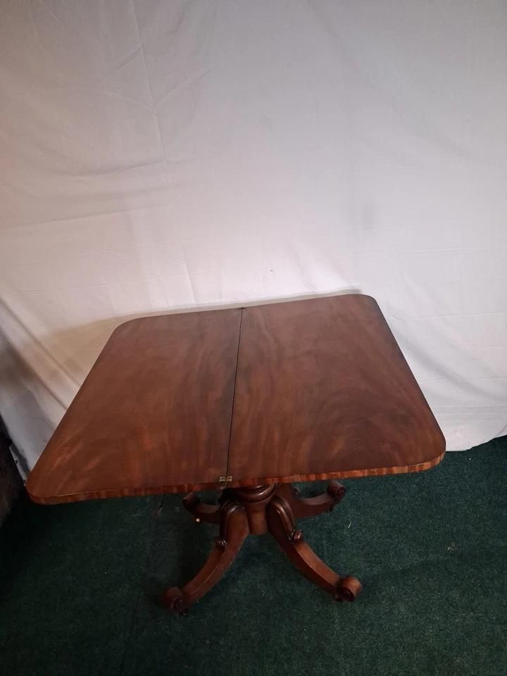 19th Century Antique Mahogany Fold Over Tea Table Or Use For Card Games Table photo for sale