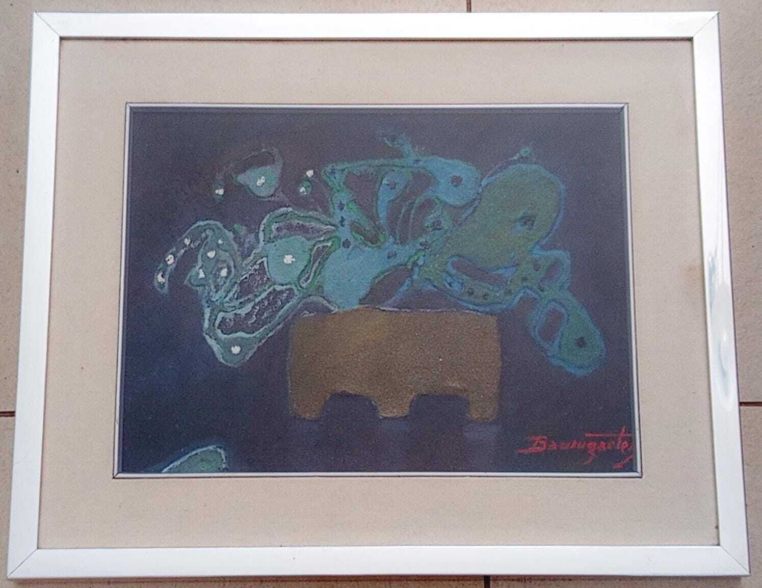 Baumgarten Bodo? Painting, Unique Work, Mixed Media On Vintage Wood, 1970s