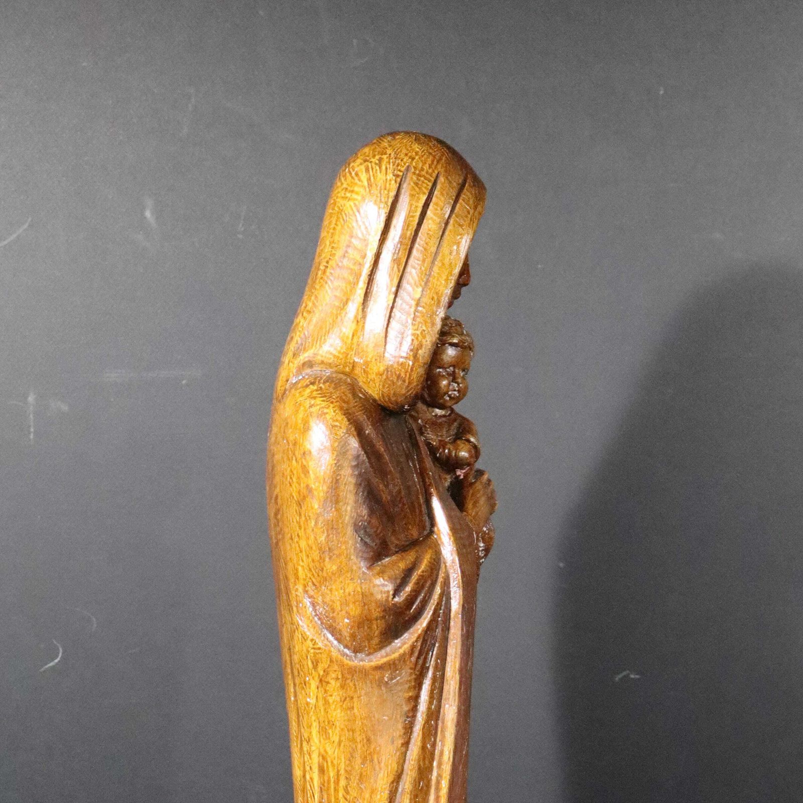 Antique Italian Madonna Statue Large Terracotta Virgin Mary And Child Chalkware Sculpture S. Melani photo Art